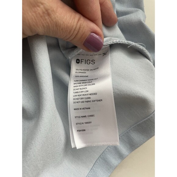 Figs Chisec Three-Pocket Scrub Top Short Sleeve Men's Size Small Chambray Blue - Picture 6 of 6